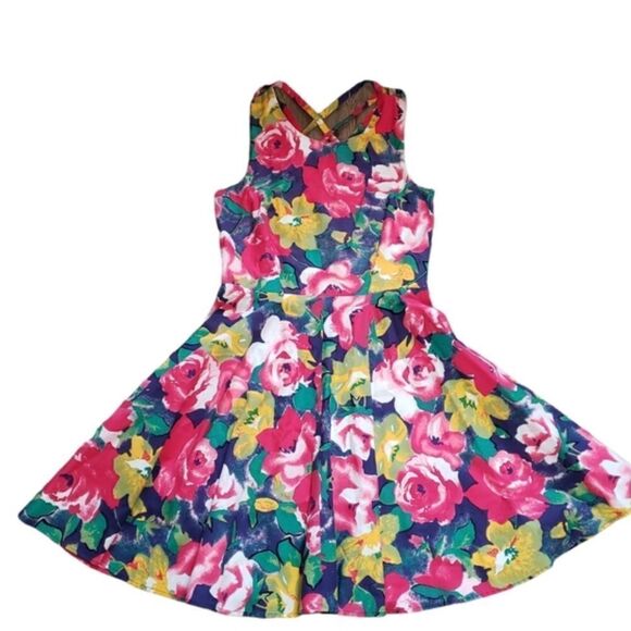 Robinson’s Floral Multiple Crisscross Back Summer Dress LARGE - Picture 2 of 16